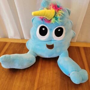 Lg Poonicorn Plush by Fun 2 Play Toys Blue Unicorn Poop Emoji 14" Rainbow Horn